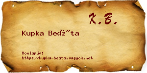 Kupka Beáta névjegykártya